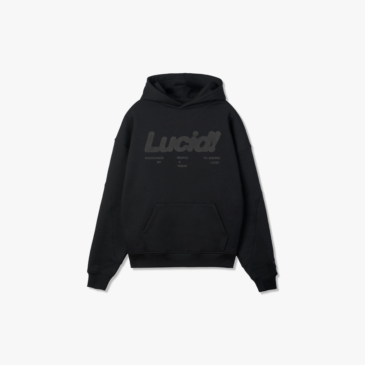 Lucid! Hoodie Black/Black in black, front view flat lay