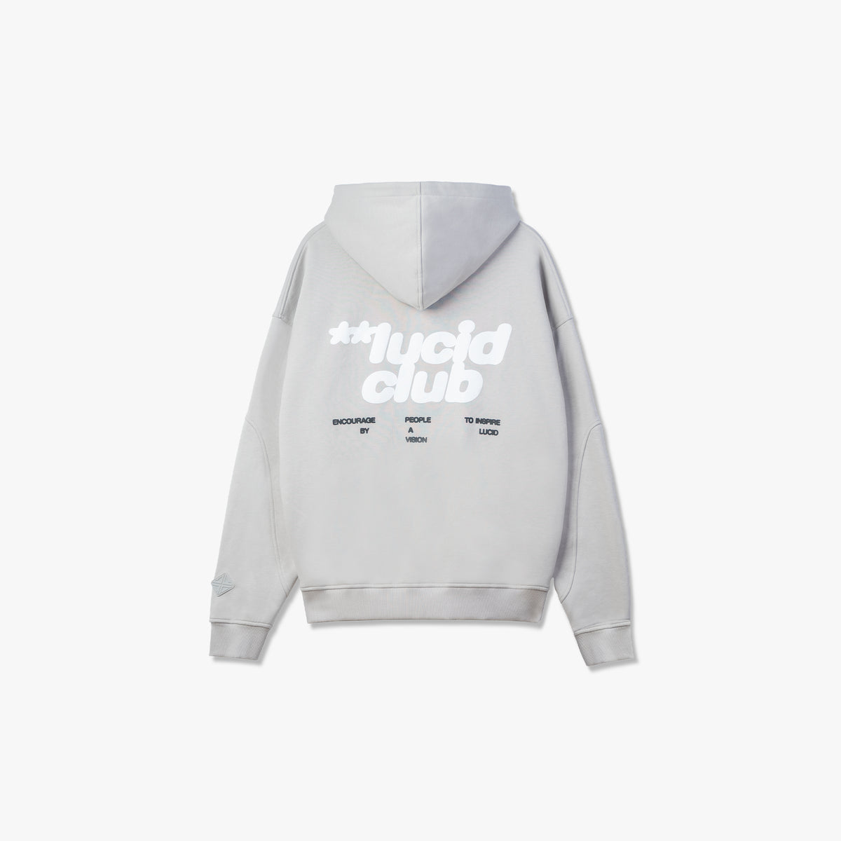 LOA Zip-Hoodie Grey, back view flat lay with back print