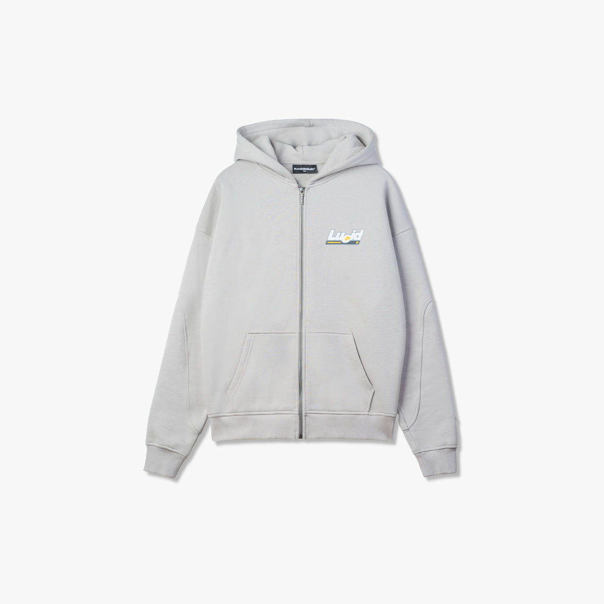 LOA Zip-Hoodie Grey, front view flat lay