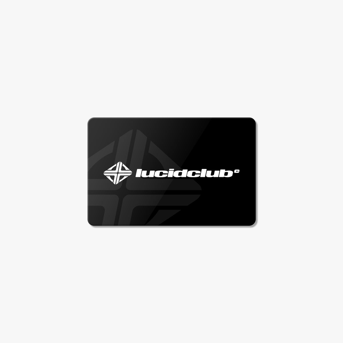 Lucid Club Geschenkgutschein, schwarze Karte mit Logo