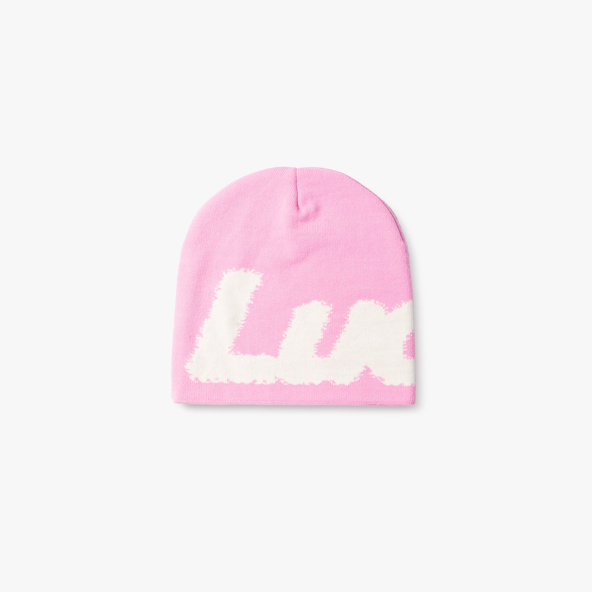 Lucid! Beanie Hyper Pink, pink beanie with logo, front view