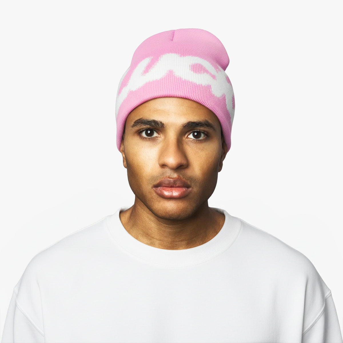 Lucid! Beanie Hyper Pink on model, portrait