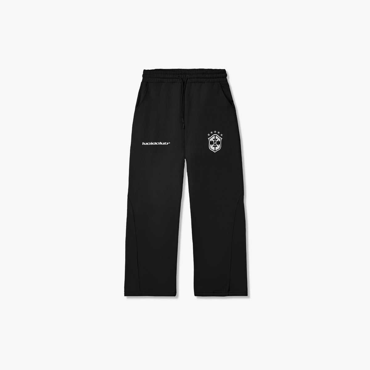 Brazil Sweatpants Black mit gestickten Logos, Vorderansicht liegend