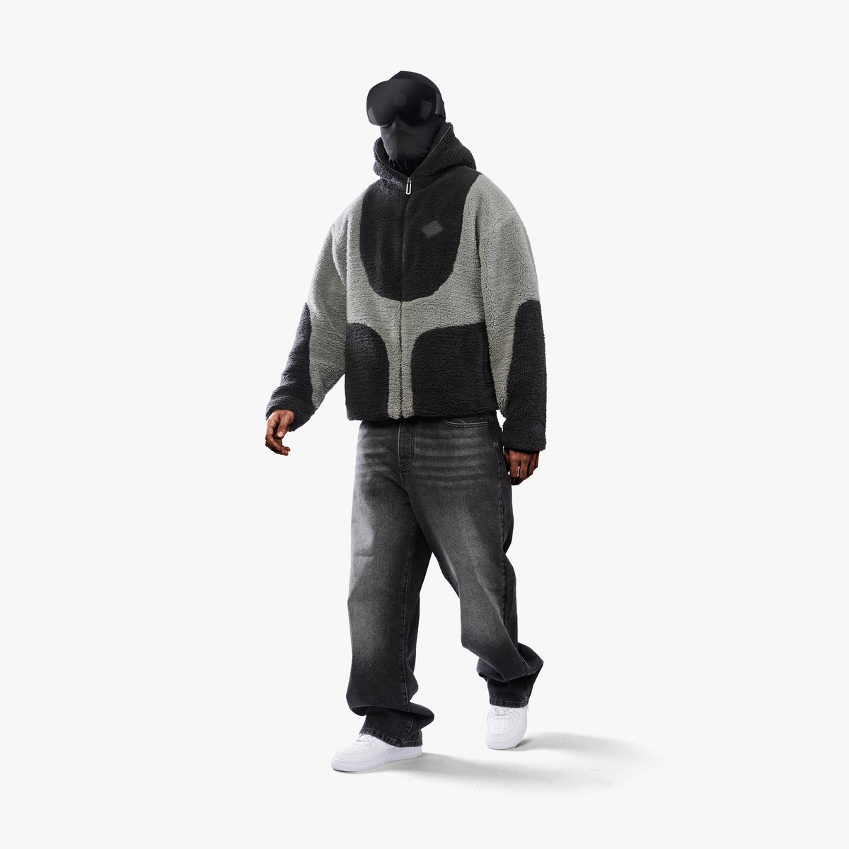 Polar Fleece Jacket Phantom Grey am Model, Seitenansicht