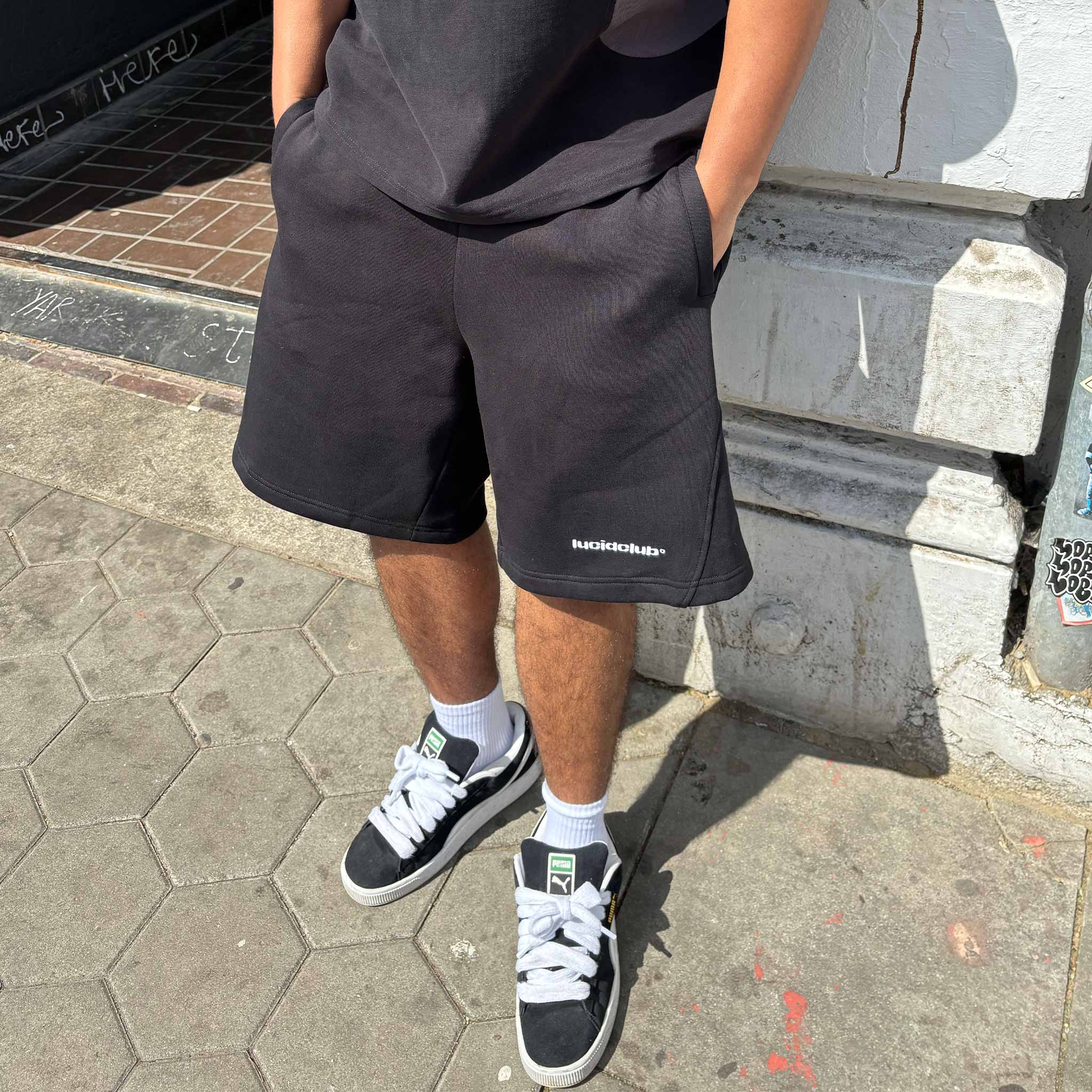 Logo Sweat Shorts "Pure Black" - Lucid Club