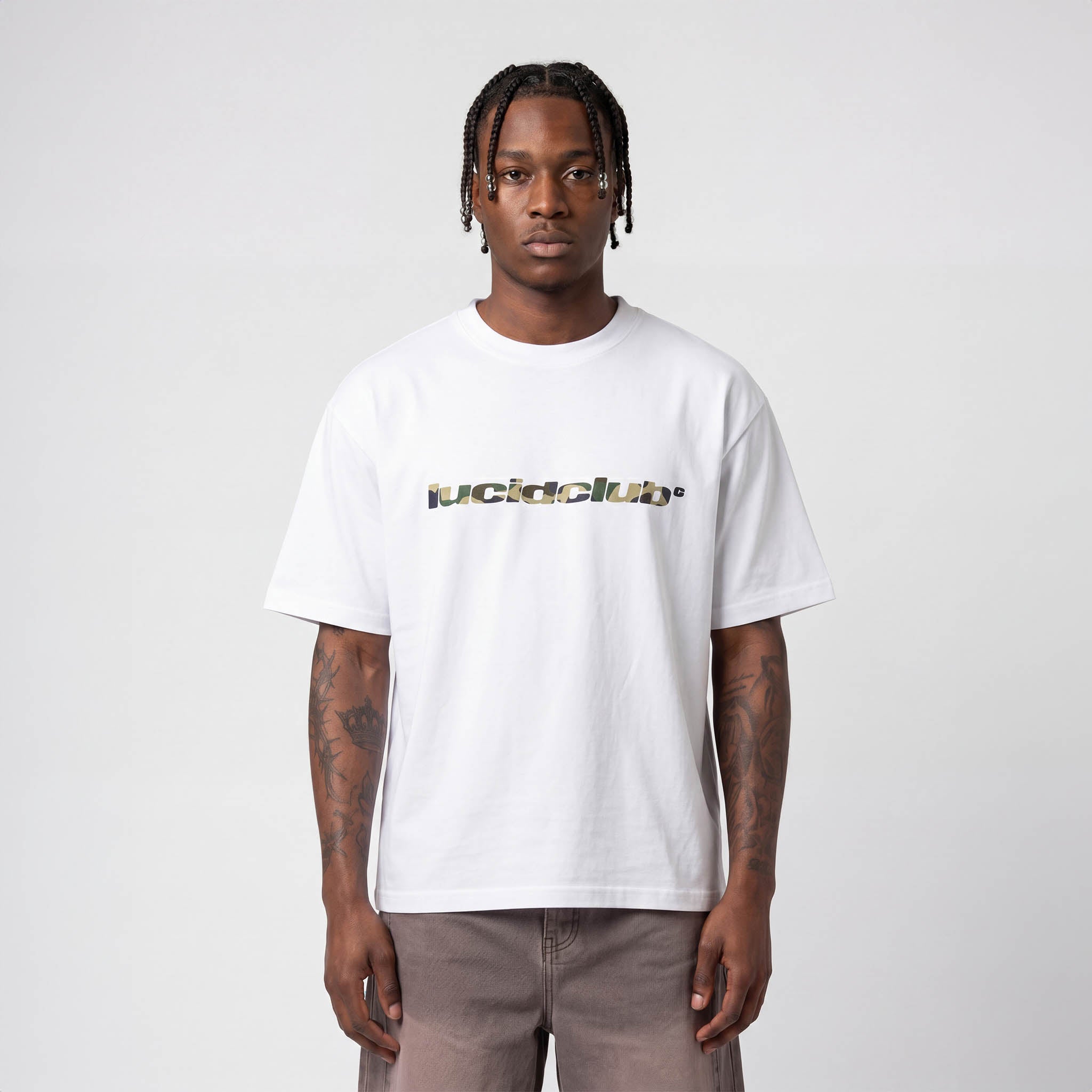 Camo Logo T-Shirt "White" - Lucid Club