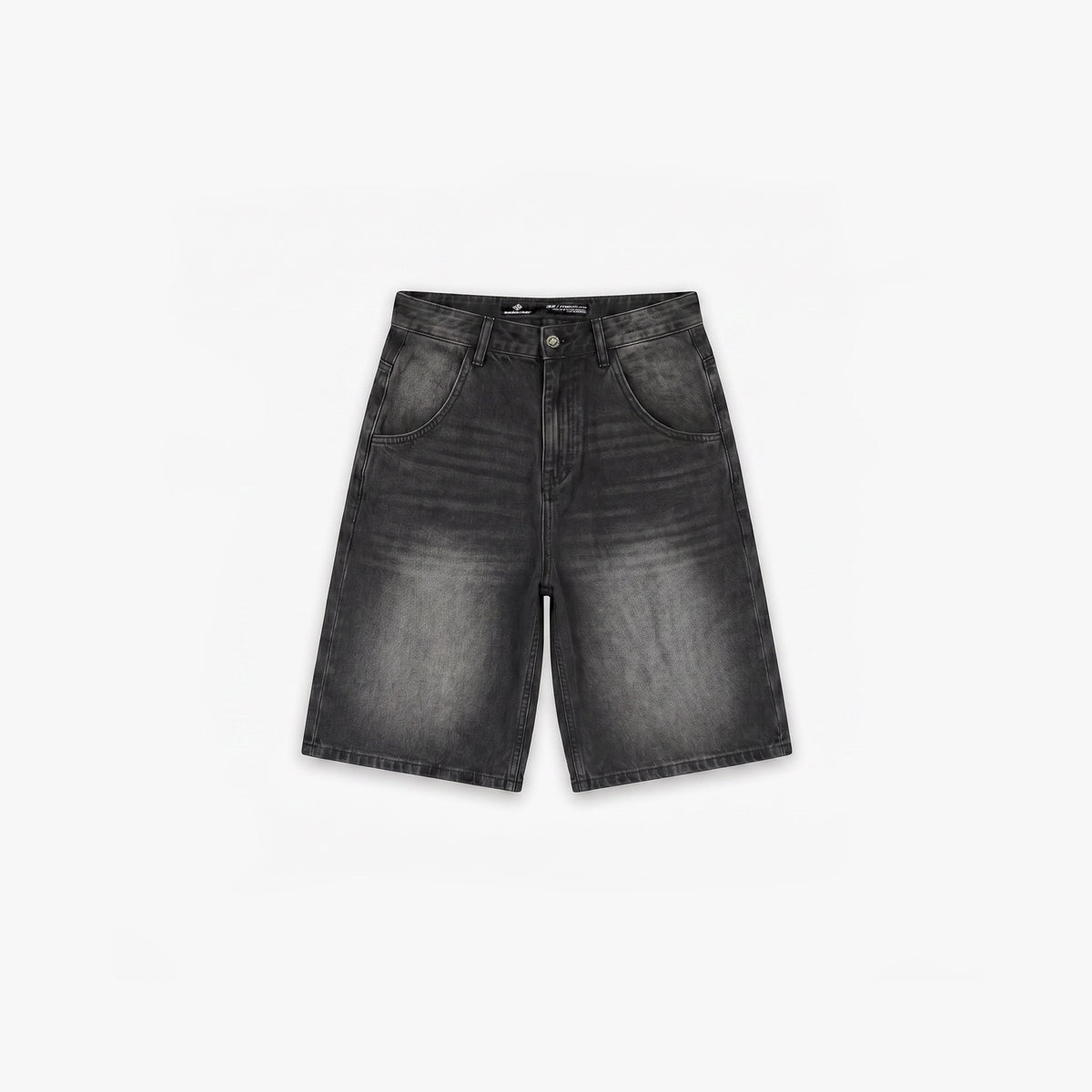 Star Denim Jorts Phantom Black, black denim shorts, front view flat lay