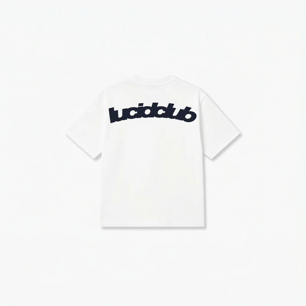 Signature T-Shirt White, back view flat lay with large logo